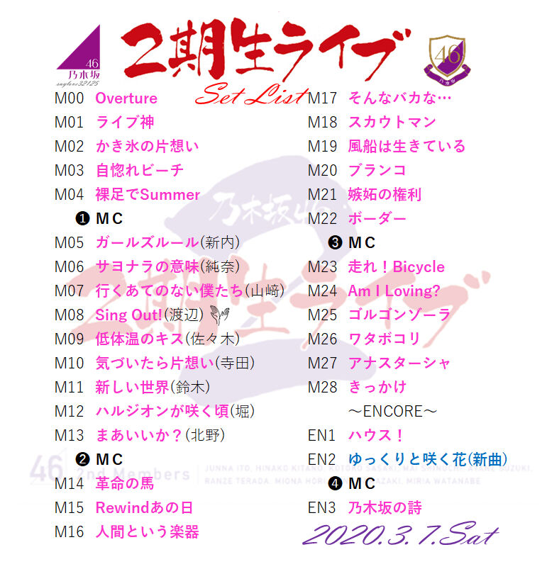 乃木坂46 幻の2期生ライブ セットリスト 俺たちの好きだった頃の乃木坂があのshowroom内にはあったなと 乃木坂46箱推し 乃木坂46 幻の2期生ライブ セットリスト 俺たちの好きだった頃の乃木坂があのshowroom内にはあったなと 乃木坂46箱推し