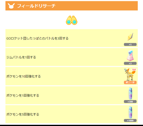 【ポケモンGO】「ポケモンを〇回強化する→報酬：砂1000」←これ