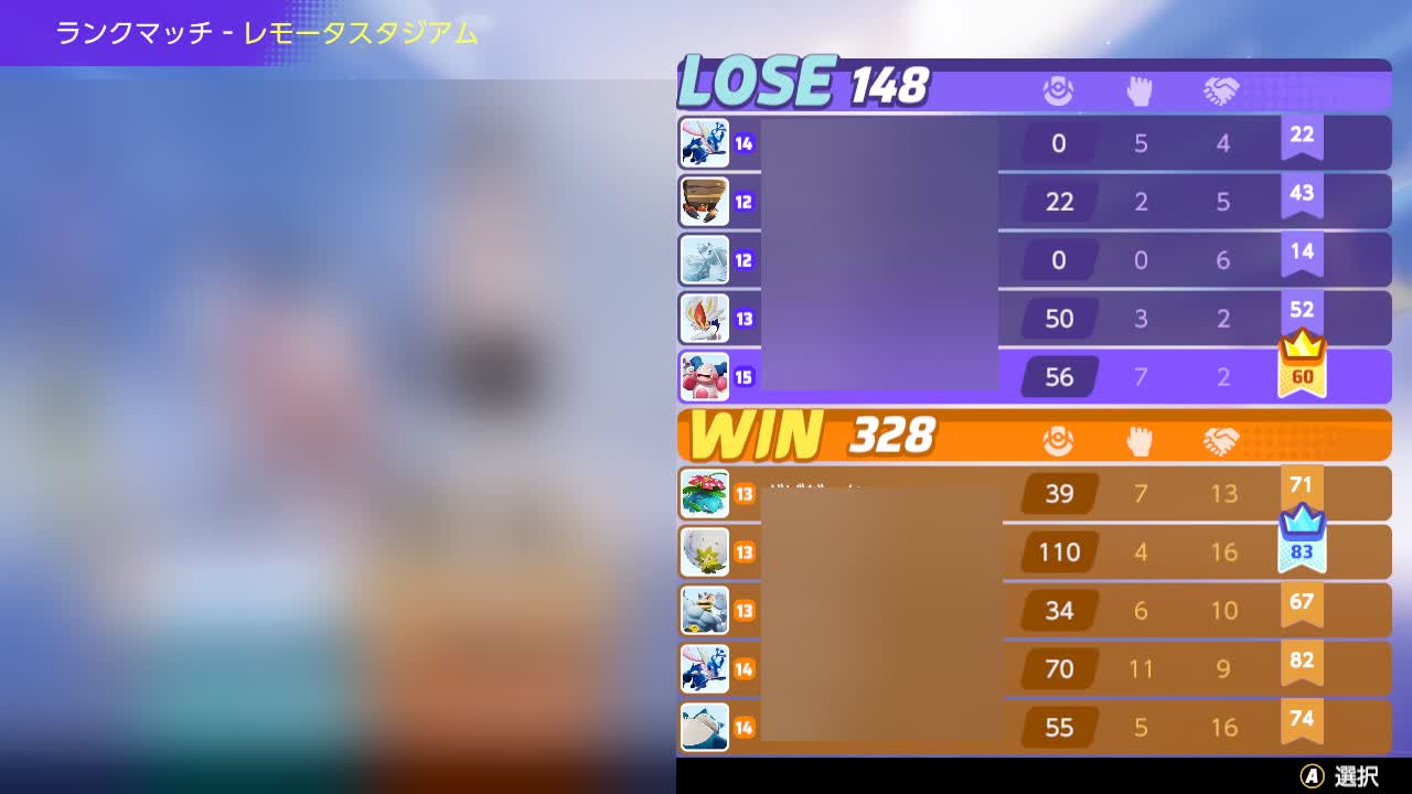 ポケモンunite リザルト画面だけで試合内容が解る この試合何が起きた