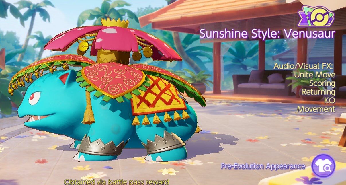 ポケモンunite サンシャインフシギバナ 宮殿パレス シーズン2で追加される衣装