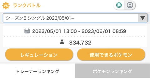 【ポケモンSV】ランクマ5月(シーズン6)の対戦人口が判明！！！