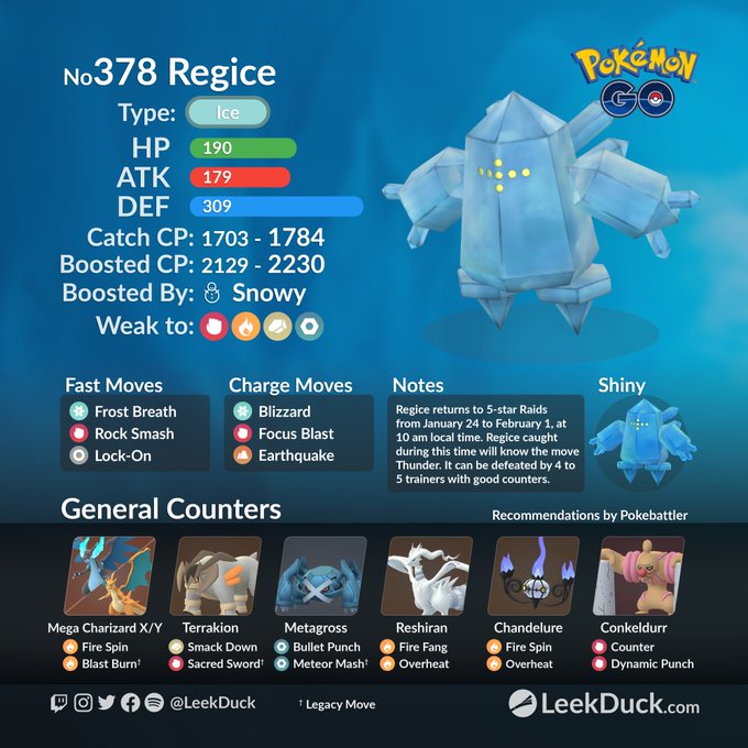 ポケモンgo かみなりを覚えたレジアイス が登場 2月1日まで 1784 2230