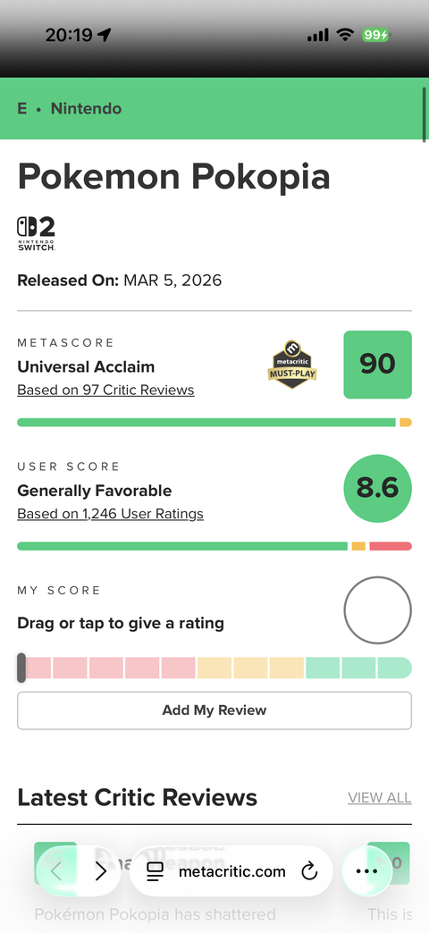 メタスコア90のぽこあポケモン