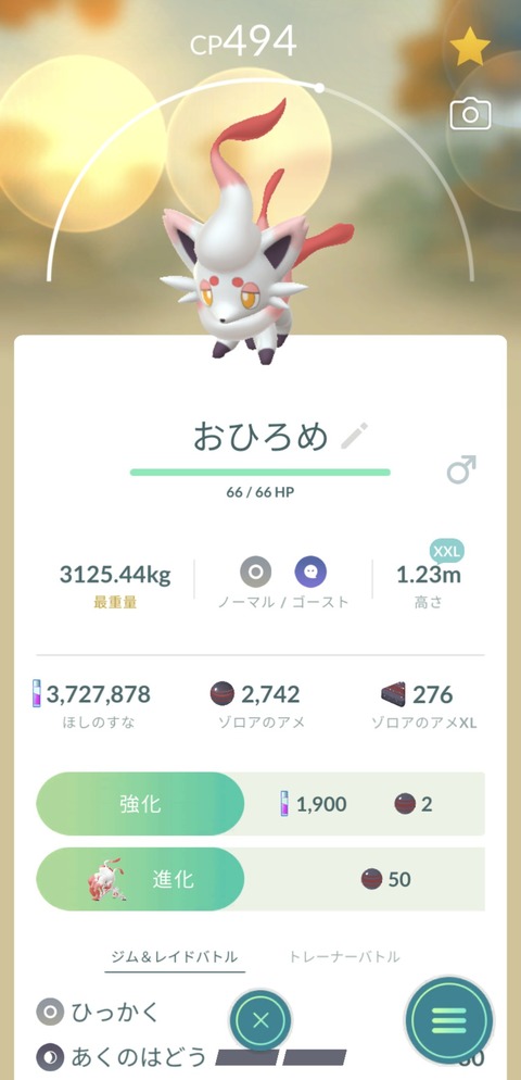 【ポケモンGO】重さバグったヒスイゾロア、手に入れた？