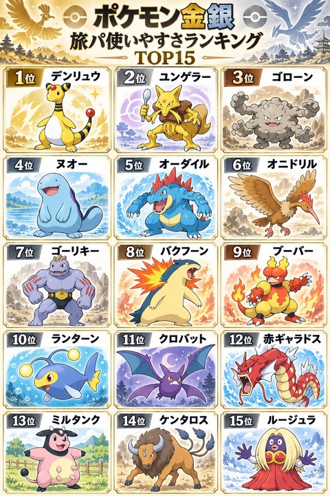 ポケモン金銀　旅パ使いやすさランキング