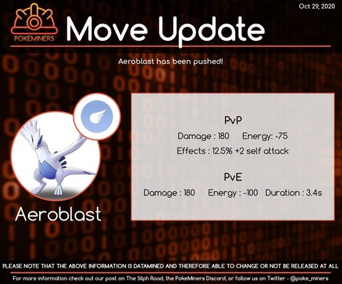 ポケモンgo ルギアの技 エアロブラスト の性能が判明 威力180に12 5 で攻撃2段階upのぶっ壊れ 徒歩のポケモンまとめブログ