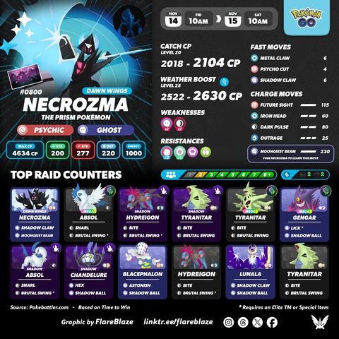 【ポケモンGO】「ワイルドウィーク」金曜日のレイドボス「ネクロズマ（あかつきのつばさ）」が登場