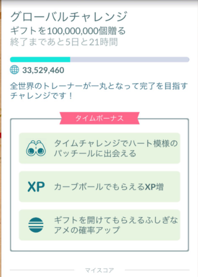 【ポケモンGO】グローバルチャレンジ「ギフト送信チャレンジ」