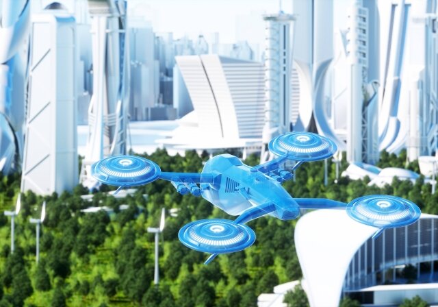 未来都市とドローン_s