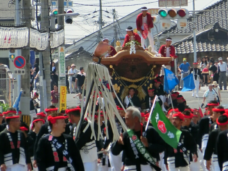 岸和田市 だんじり祭り 春木地区 神社前2f特設祭事場