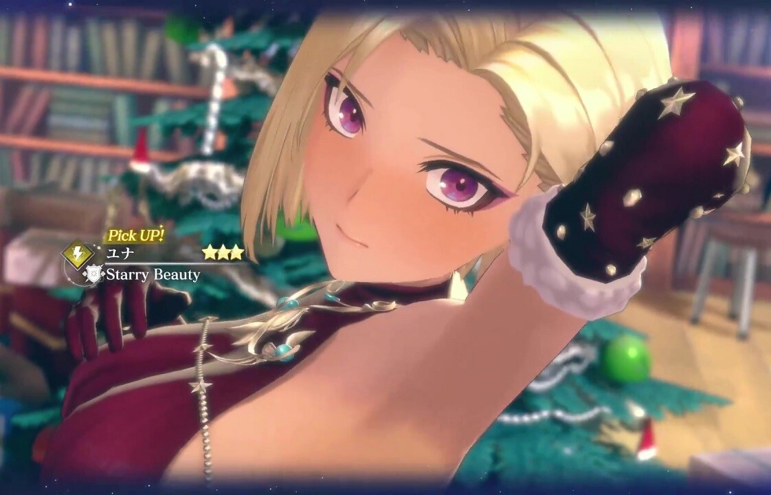 『レスレリアーナのアトリエ』ユナのえっちな太もものドレスでパンチラしてるクリスマス衣装！