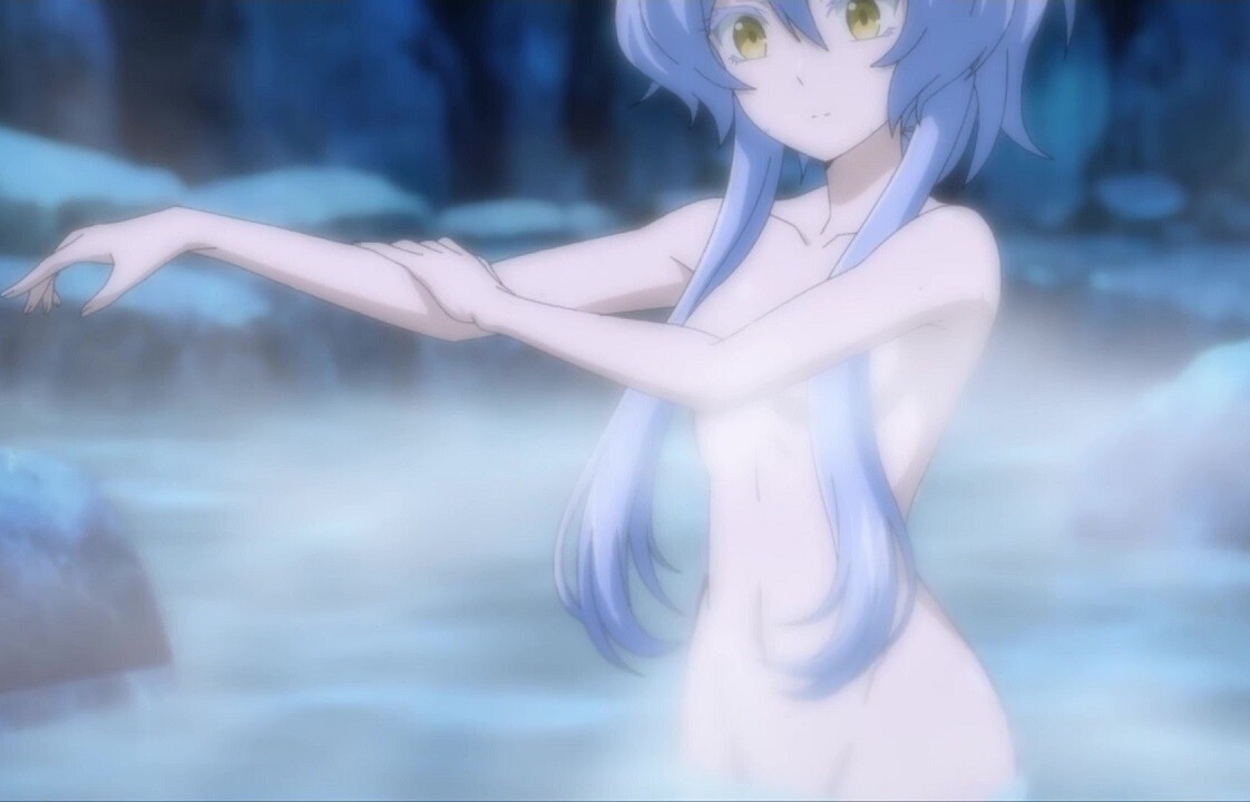 アニメ『戦隊レッド 異世界で冒険者になる』4話でえっちな裸丸見えのエロい水浴びシーン！
