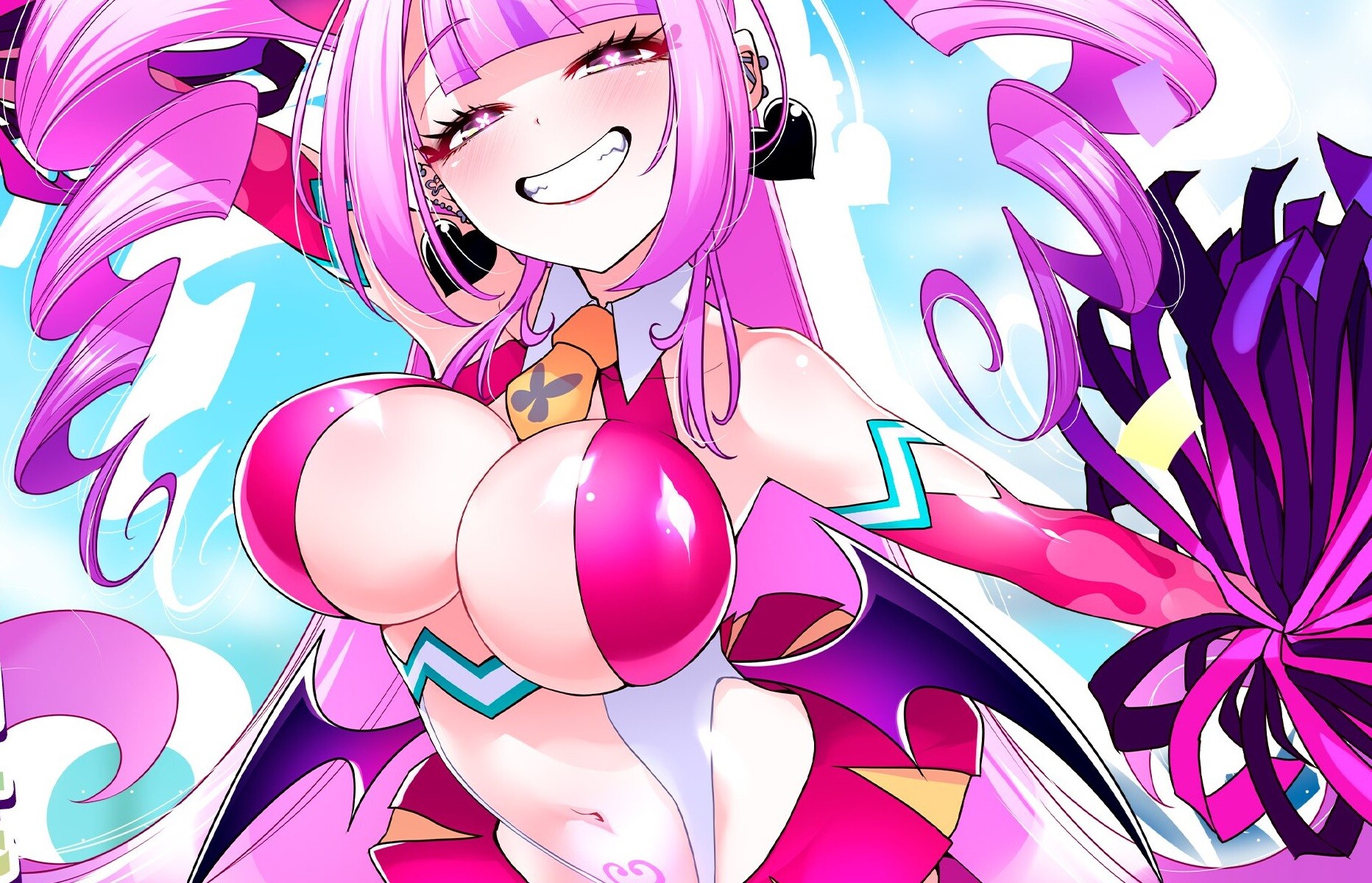  『ボンバーガール』エロすぎるムチムチおっぱいと淫紋のサキュバスチアコスのエロ衣装！