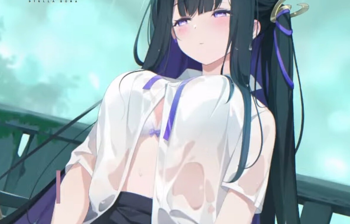 『ステラソラ』エロすぎる濡れ透けでブラジャーが丸見えになってるドスケベ女の子！