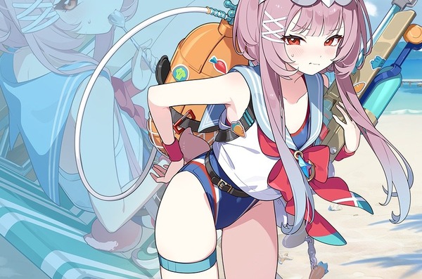 『ステラソラ』ムチムチすぎる太ももがえっちなセーラー水着の女の子のエロ衣装！