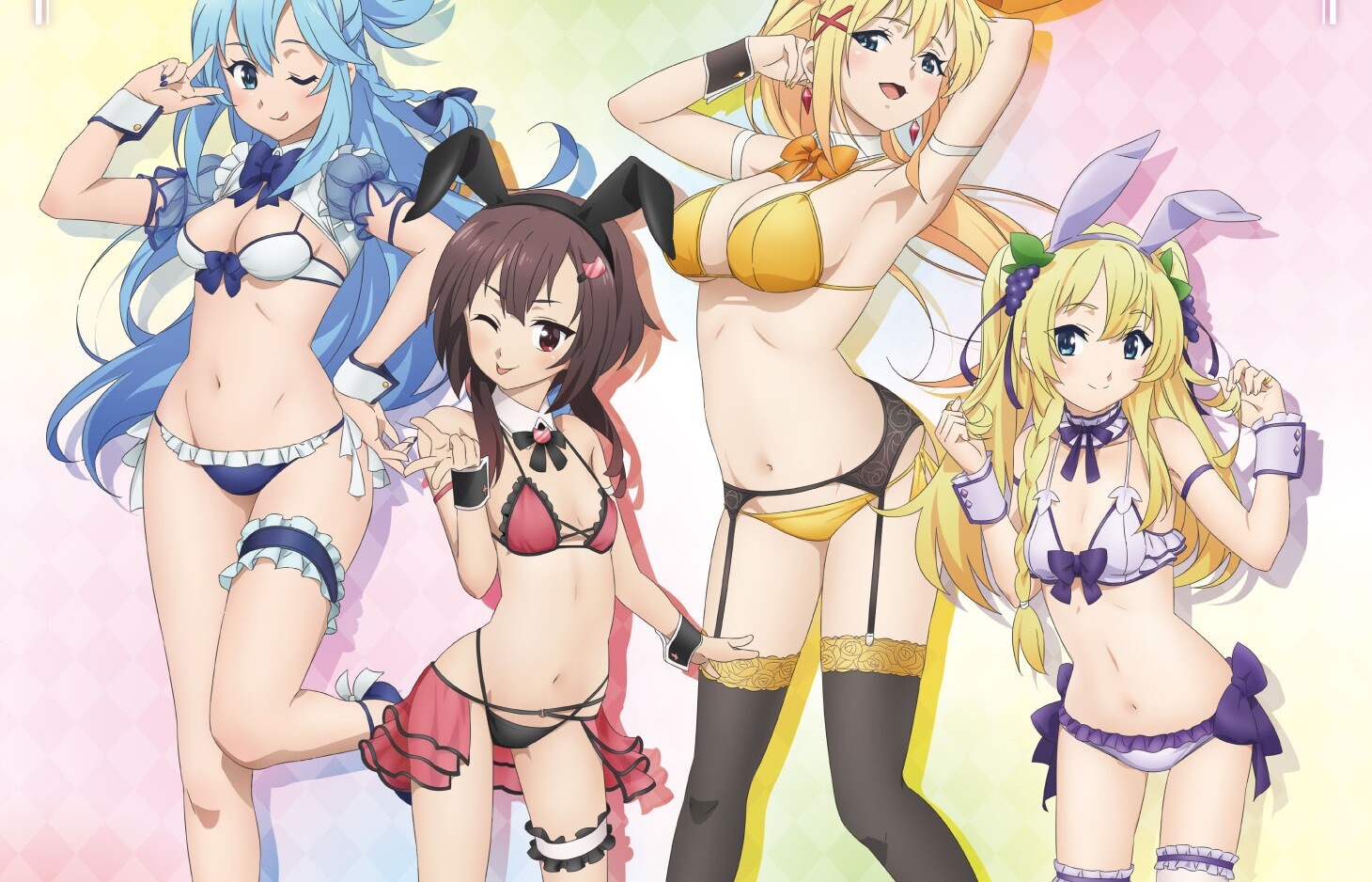 『この素晴らしい世界に祝福を！』女の子たちのえっちなバニー風水着のエロイラストグッズ