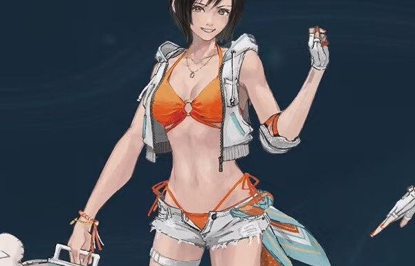 『ファイナルファンタジー7 エバークライシス』ユフィとルティアのえっちな水着姿のエロ衣装！