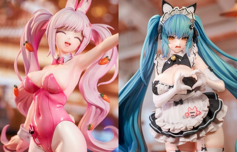 『勝利の女神：NIKKE』アリスのムチムチバニーとプリバティのムチムチメイドのフィギュア！