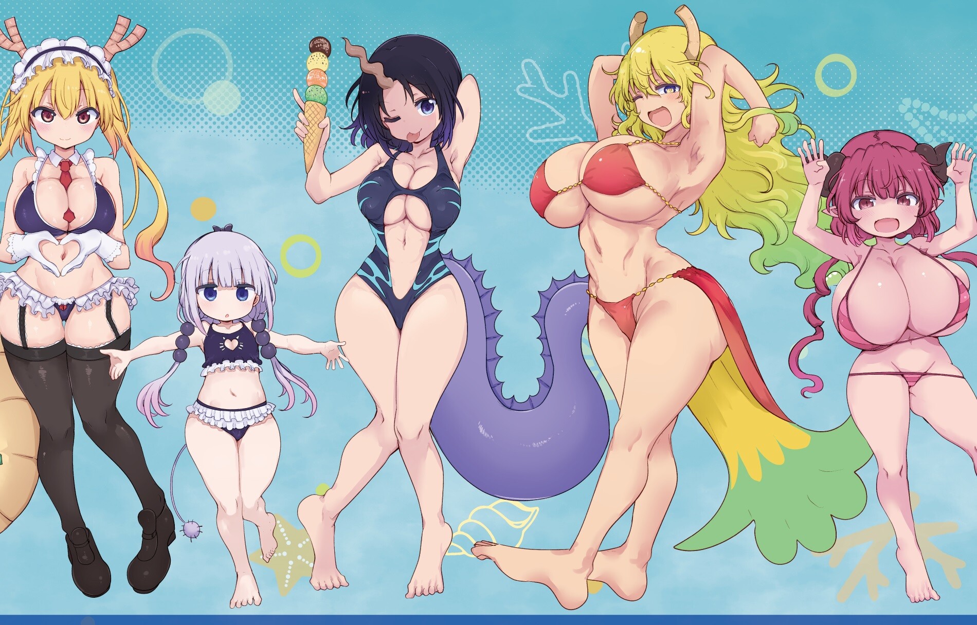 『小林さんちのメイドラゴン』女の子たちのとんでも巨大おっぱいのエロ水着姿のエログッズ