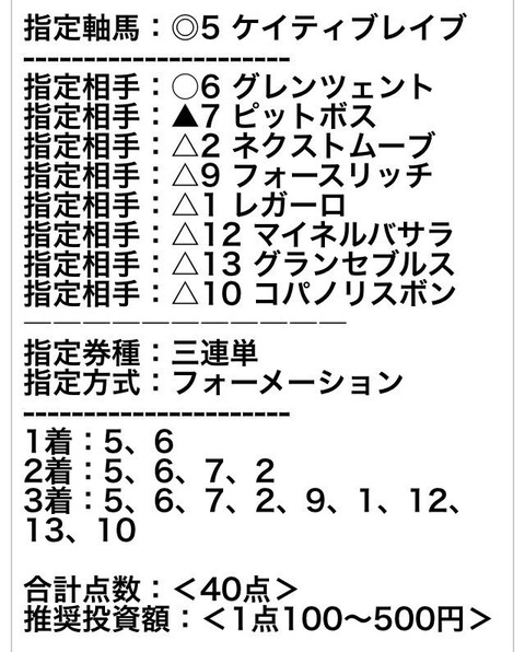 マーベラス　8月7日　レパードS　3連単