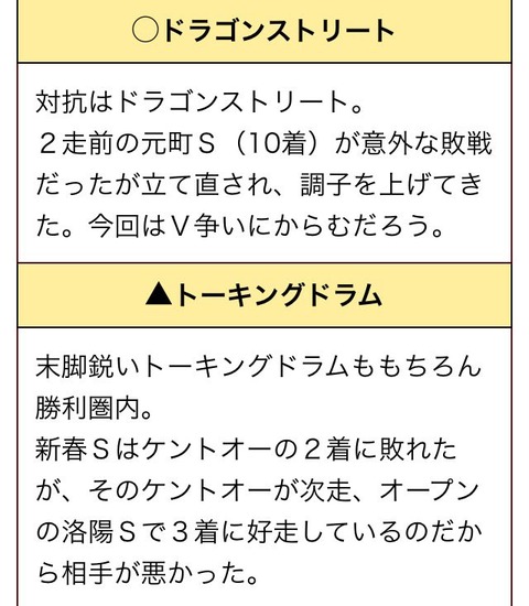 勝ち馬の栞　斑鳩S２