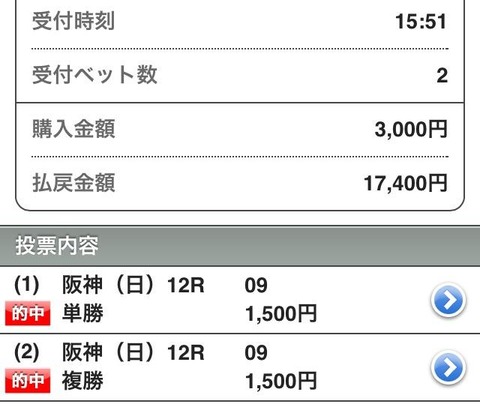 阪神12レース　ビュイック