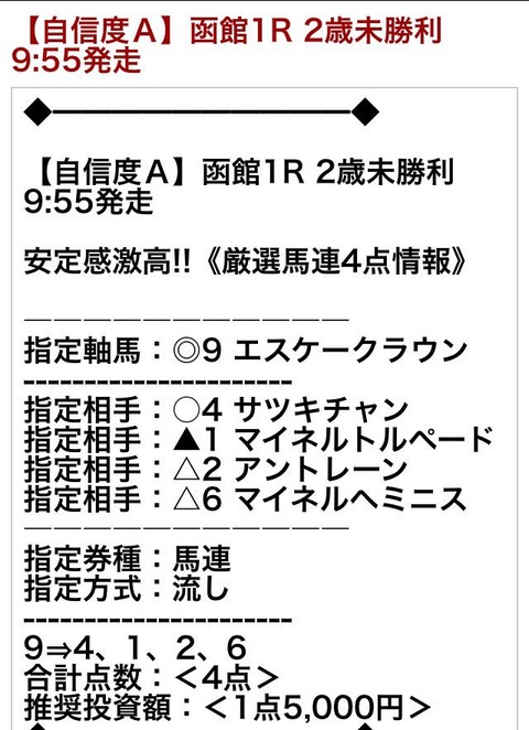 マーベラス　馬連４点的中！