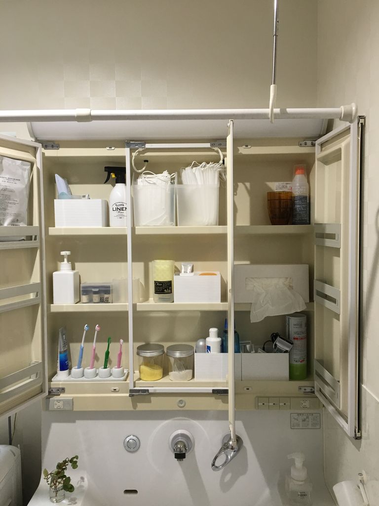 IKEAイケア☆LILLANGEN ミラーキャビネット 扉2枚付，白u/代引可