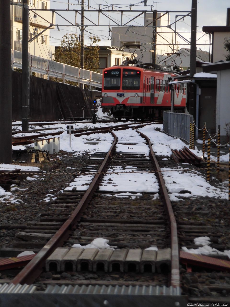 雪が残る万上線跡