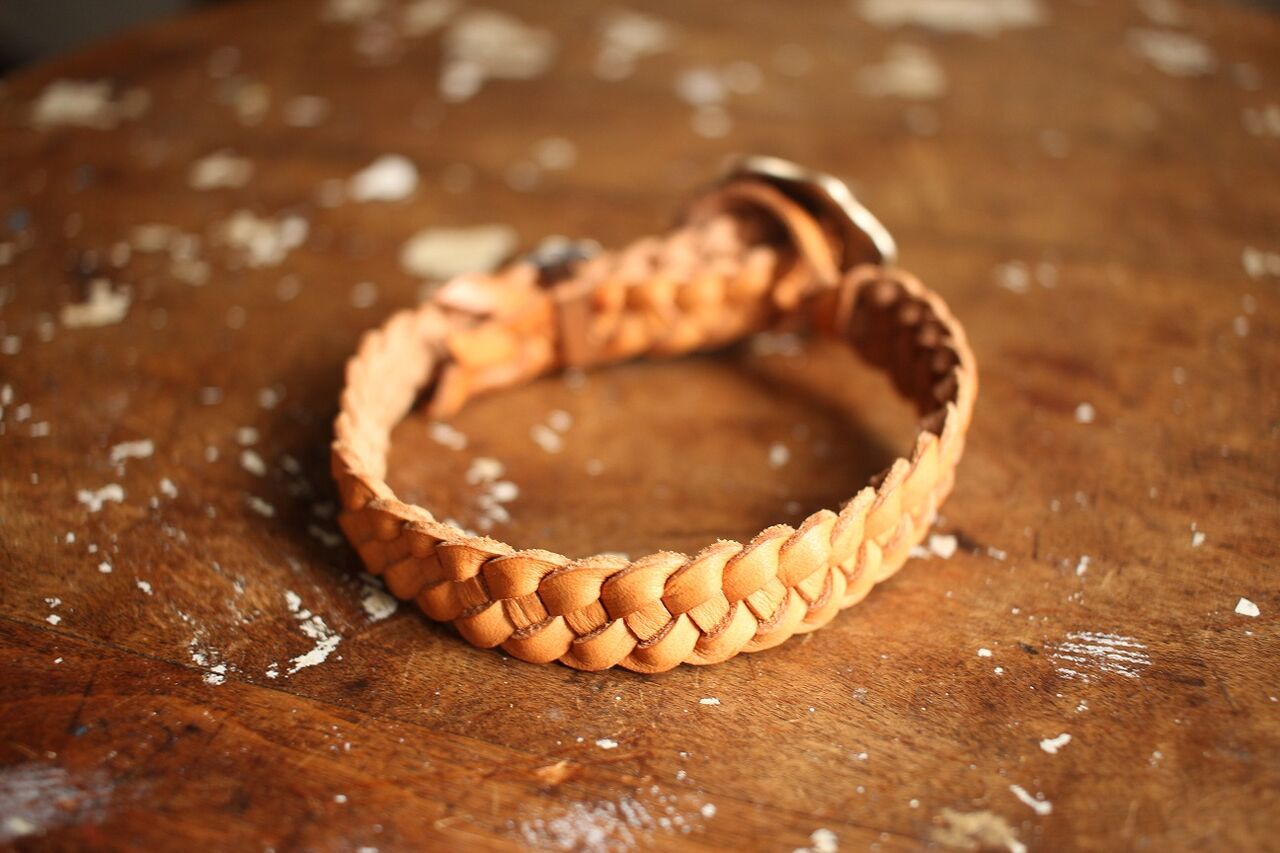 BARNSTORMERS / Mid 1960s Cowhide Braided Bracelet,Sterling
