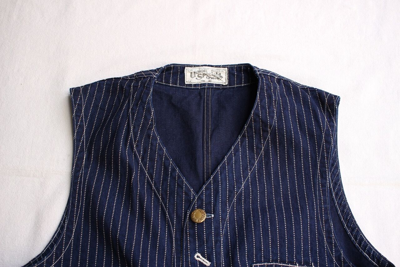 FREEWHEELERS / CONDUCTOR VEST (INDIGO WABASH STRIPE) : McFly