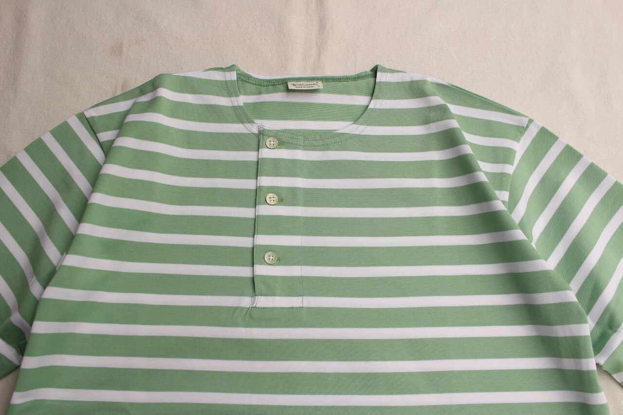 WORKERS / Border Henley, Short Sleeve (Opal Green x White,Navy x 