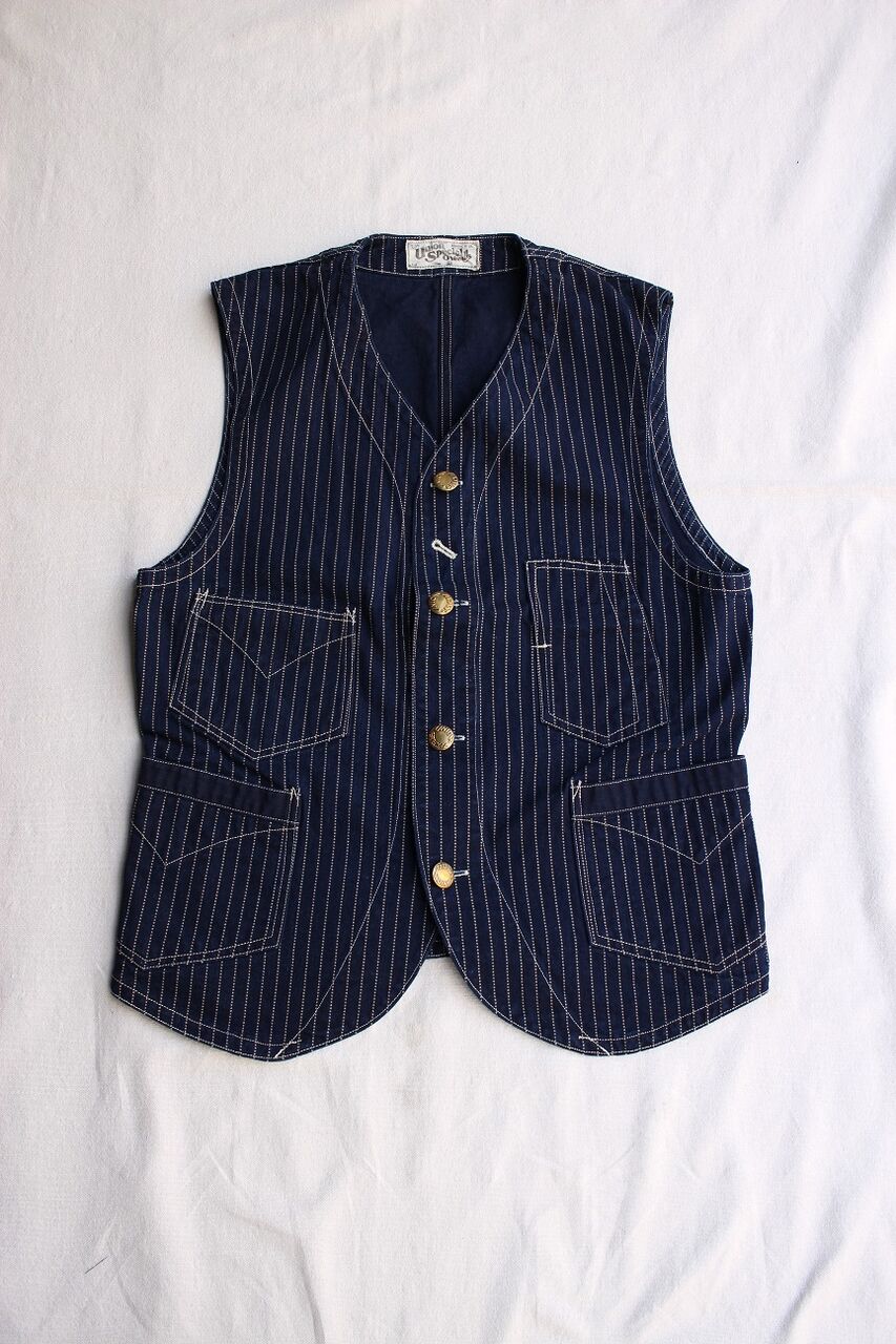 FREEWHEELERS / CONDUCTOR VEST (INDIGO WABASH STRIPE) : McFly