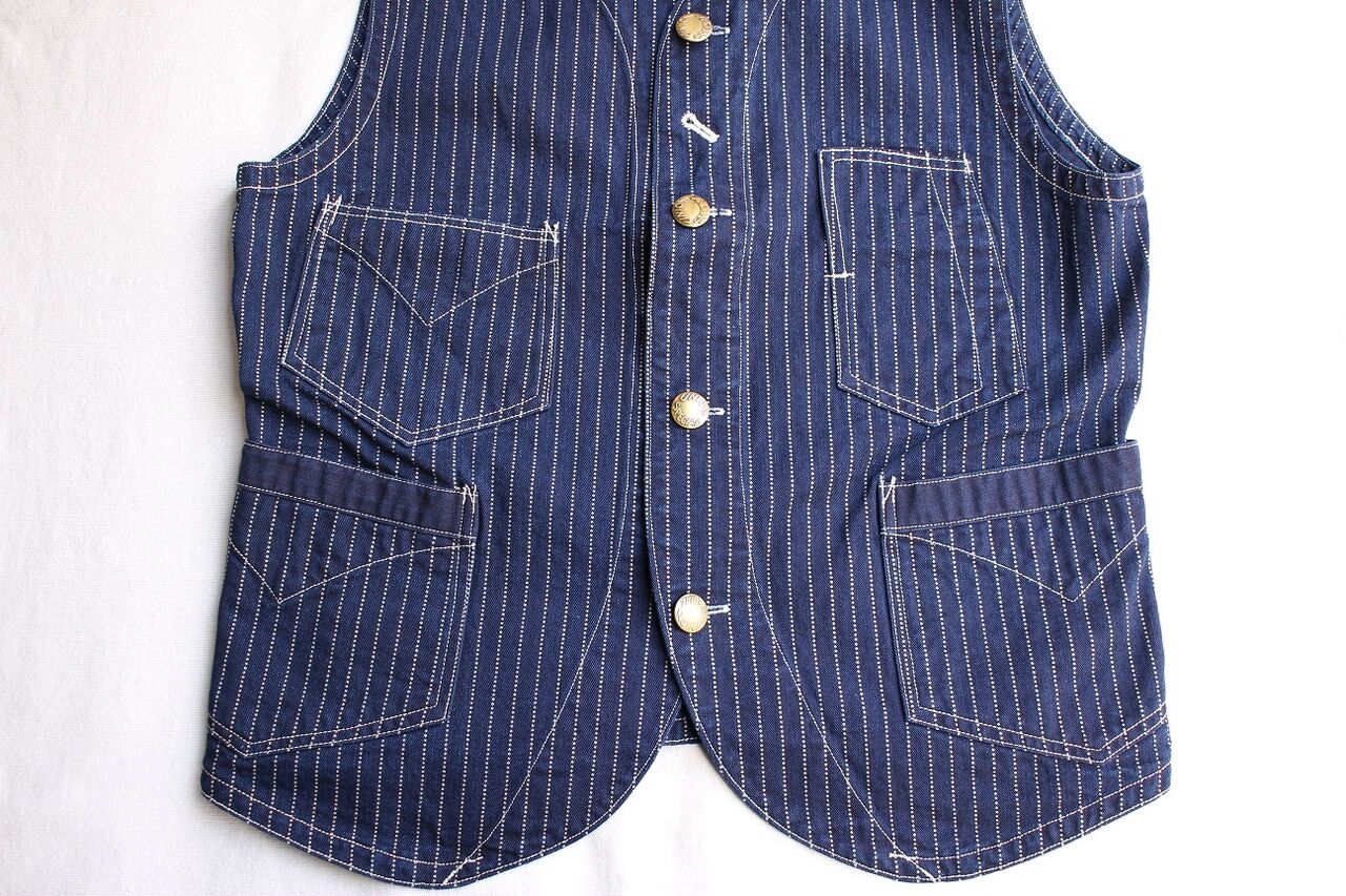 FREEWHEELERS / CONDUCTOR VEST (INDIGO WABASH STRIPE) : McFly