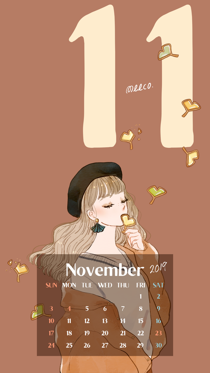 スマホ壁紙配布 11月カレンダー イラストレーターmeecoのブログ