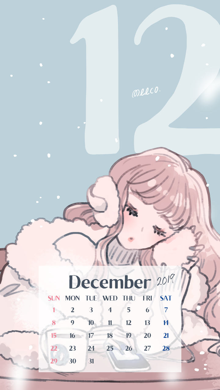 スマホ壁紙配布 12月カレンダー イラストレーターmeecoのブログ