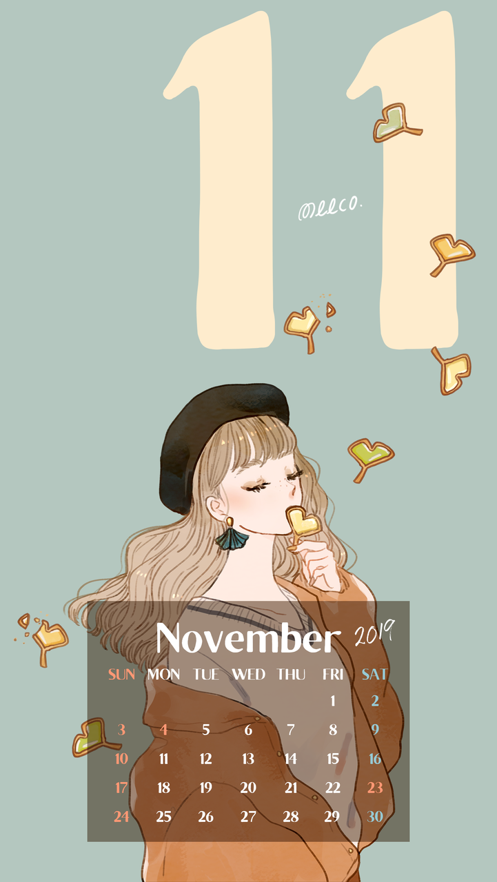 スマホ壁紙配布 11月カレンダー イラストレーターmeecoのブログ