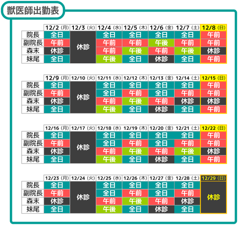 獣医師出勤表2024_12b月