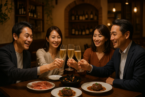 イタリアンレストランで乾杯