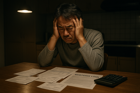 住宅ローンで頭を抱える40代サラリーマン