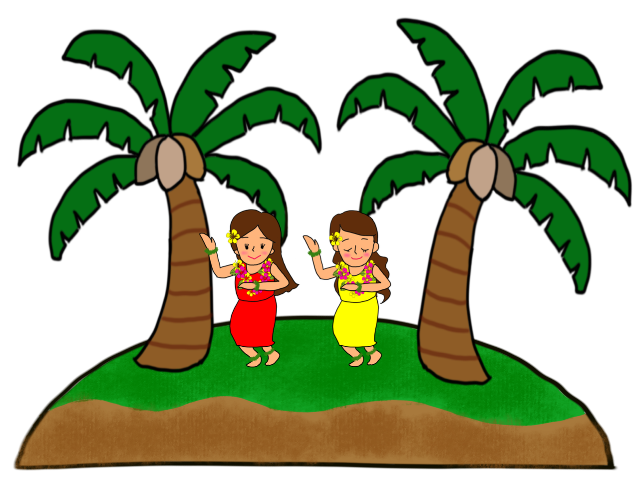 アイビスペイント イラストの左右反転 イラストを組み合わせて フラガールが躍る小さな島を描きました ワクワク販促探検ブログ