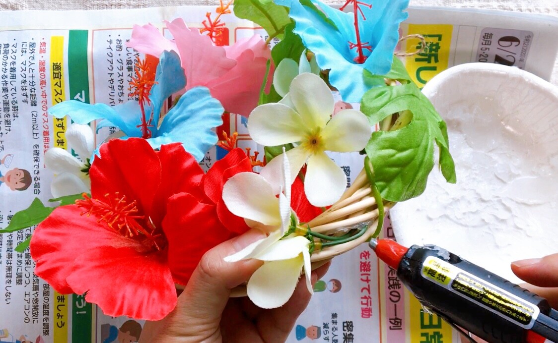 ｐｏｐカード付きハイビスカスのリース完成 ワクワク販促探検ブログ