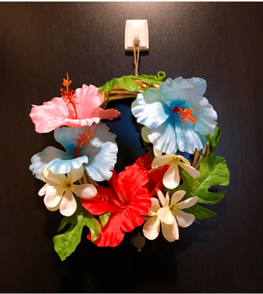 ｐｏｐカード付きハイビスカスのリース完成 ワクワク販促探検ブログ