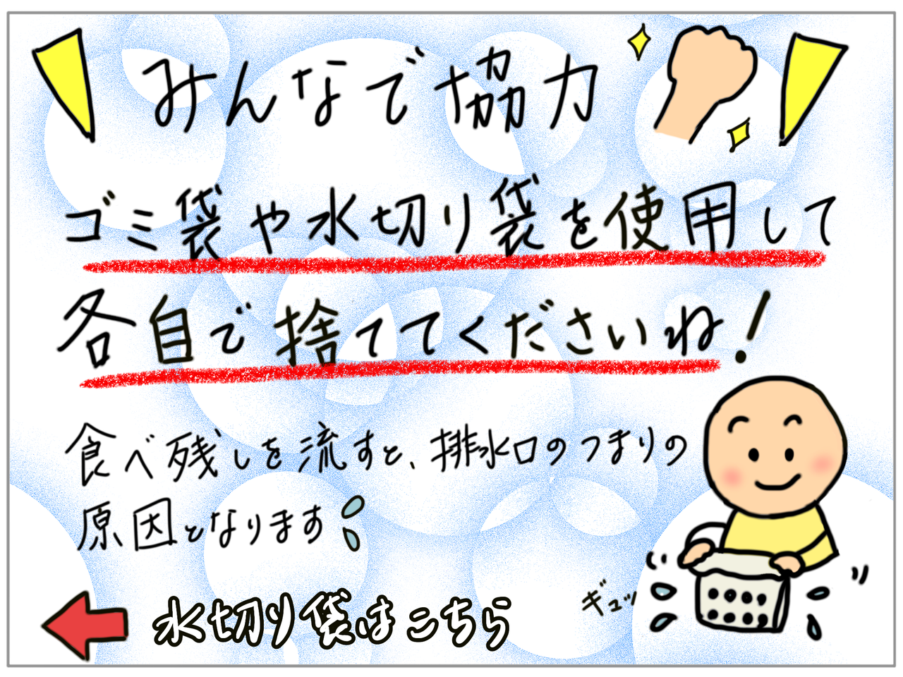 社内のお悩みをpopで解決 排水口のつまりをなくしたい 編 popのイラストを描きました ワクワク販促探検ブログ 社内のお悩みをpopで解決 排水口のつまりをなくしたい 編 popのイラストを描きました ワクワク販促探検ブログ