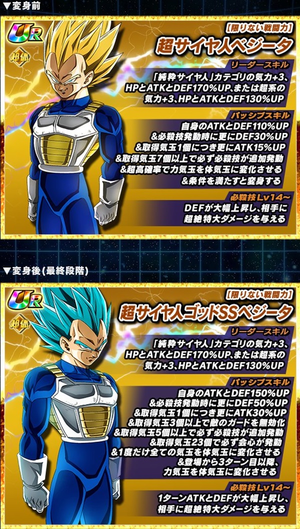 ドッカンバトル 極限Z覚醒『限りない戦闘力 超サイヤ人ベジータ／超