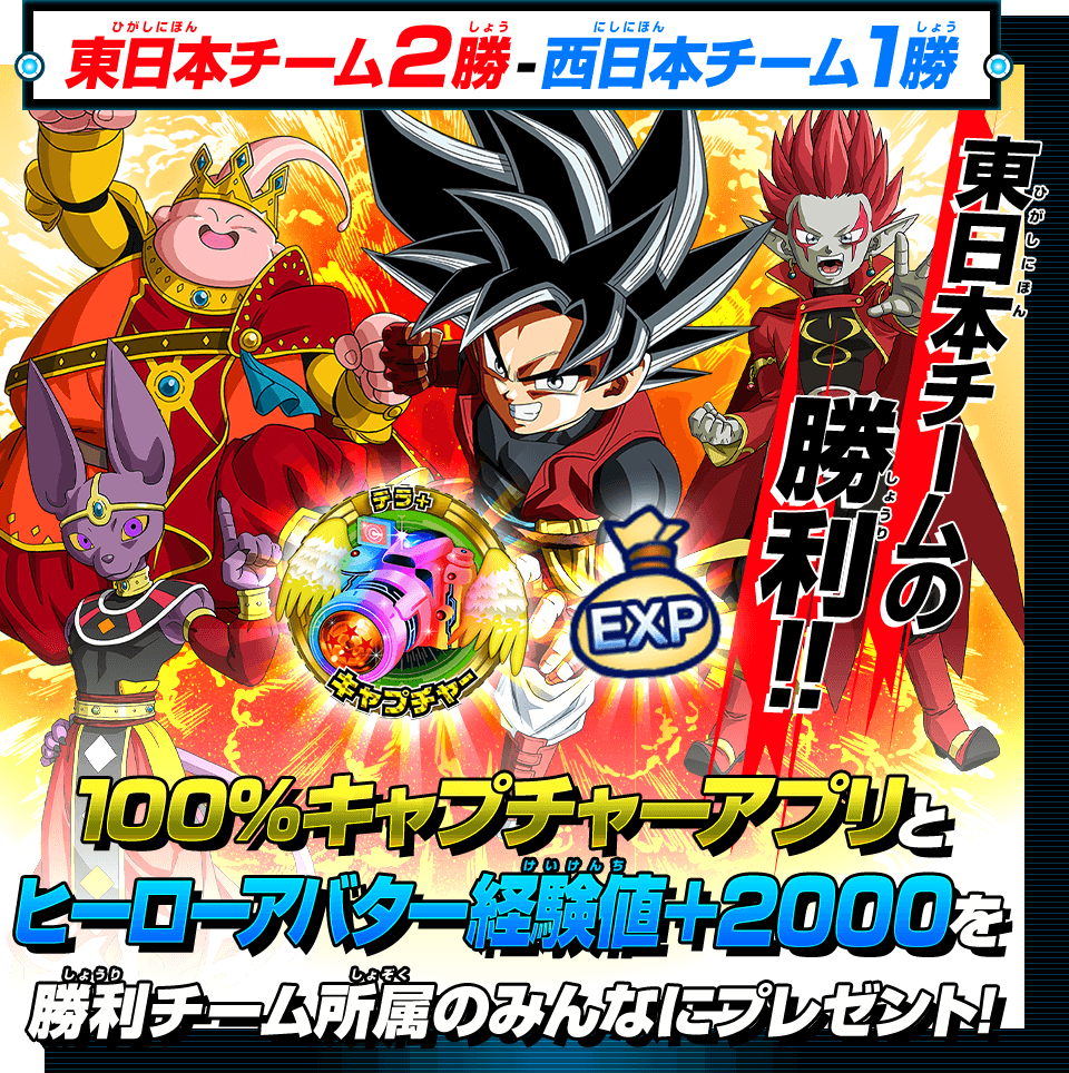 Sdbh バトルスポーツスタジアム期間限定イベント 東日本vs西日本 東西対抗戦 チーム戦績最終結果 勝利報酬は明日 19日 より配布開始 遊戯王 ドラゴンボール通販予約情報局