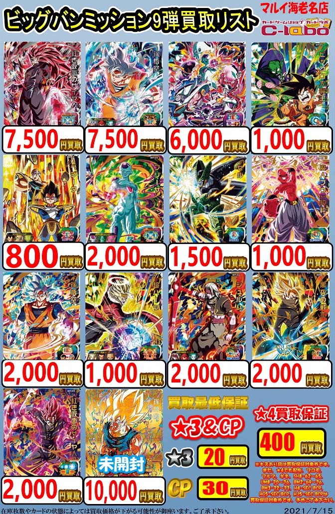 Sdbh Bm9弾 初動 買取相場 店頭 ネット18 00時点 シークレット アルティメット Bm3 Sec2 孫悟空 遊戯王 ドラゴンボール 通販予約情報局