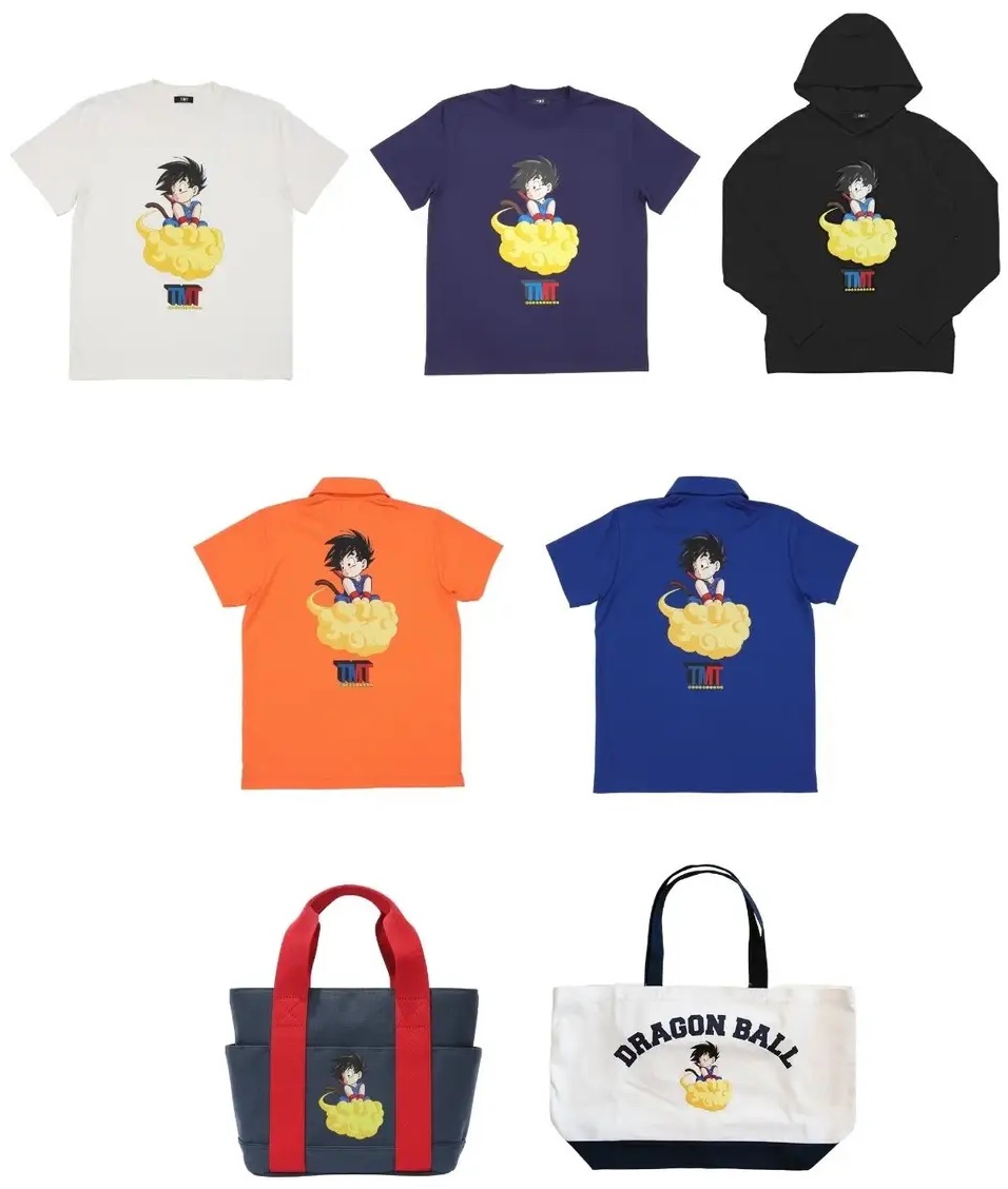 DRAGON BALL　Tシャツ　トートバッグ　ポーチ　缶バッジ セット ドラゴンボール×TMT コラボ 44アイテムが本日より一般販売・予約開始