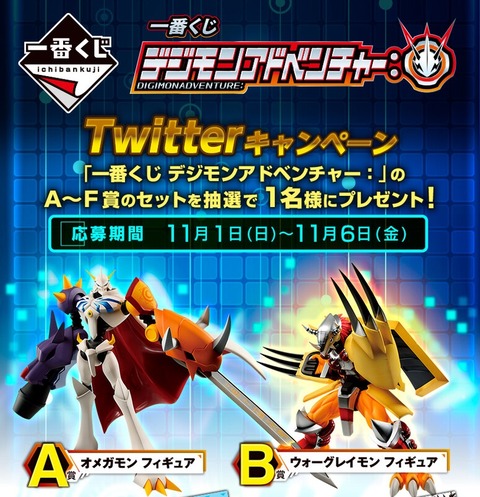 一番くじ デジモンアドベンチャー： Twitterキャンペーン実施中