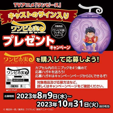 キャストのサイン入り ワンピの実プレゼントキャンペーン開催 キャストのサイン入り ワンピの実プレゼントキャンペーン開催